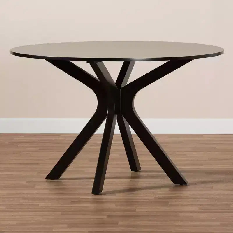Table à manger Kenji ronde en bois brun foncé de 48 po de largeur