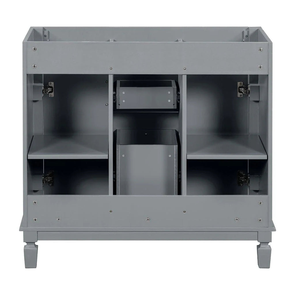 Meuble-lavabo de salle de bain moderne de 91 cm avec lavabo et armoire de toilette, 2 portes et 2 tiroirs