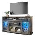 Meuble TV haut 2 portes avec lumières LED Moasis de 59 pouces pour téléviseurs jusqu'à 70 pouces