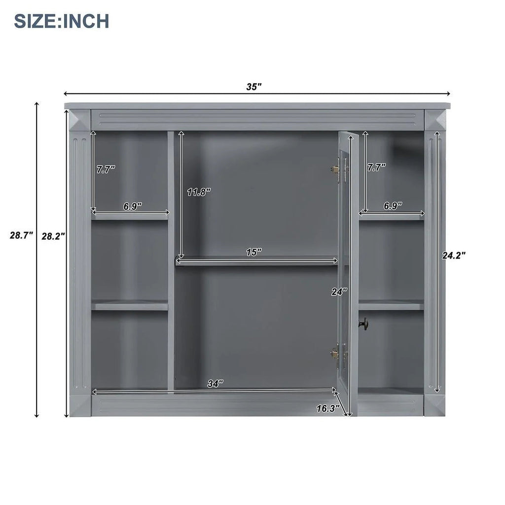 Meuble-lavabo de salle de bain moderne de 91 cm avec lavabo et armoire de toilette, 2 portes et 2 tiroirs