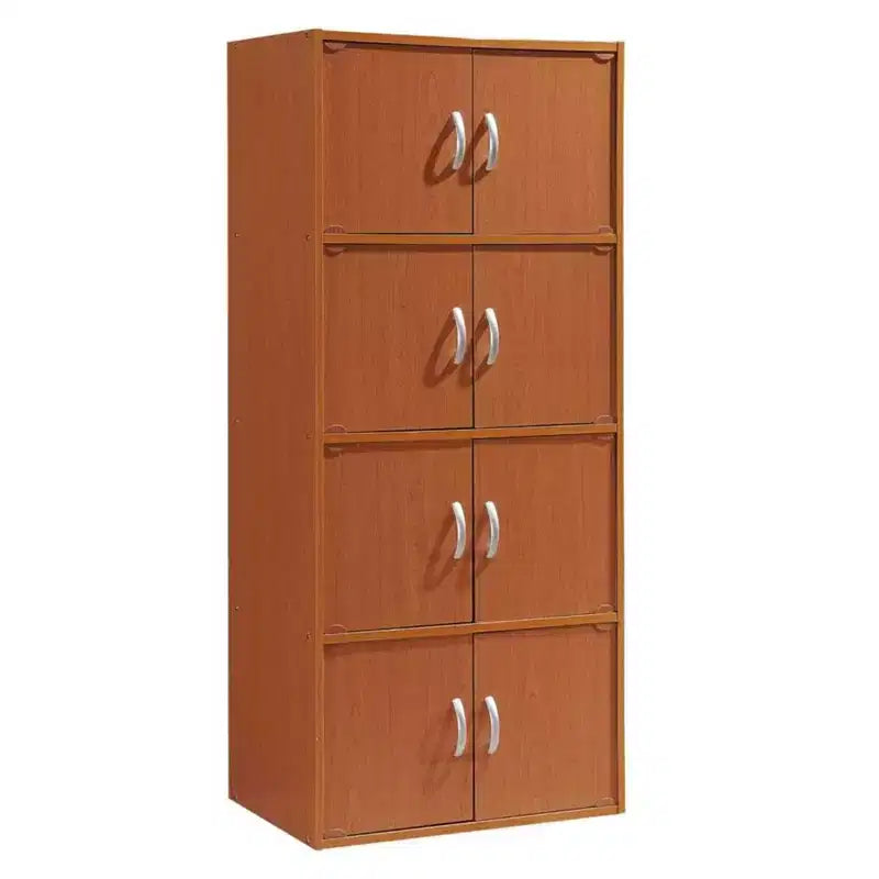 Hodedah HID44 Meuble de rangement multifonctionnel fermé à 8 portes pour la maison et le bureau, finition bois de hêtre