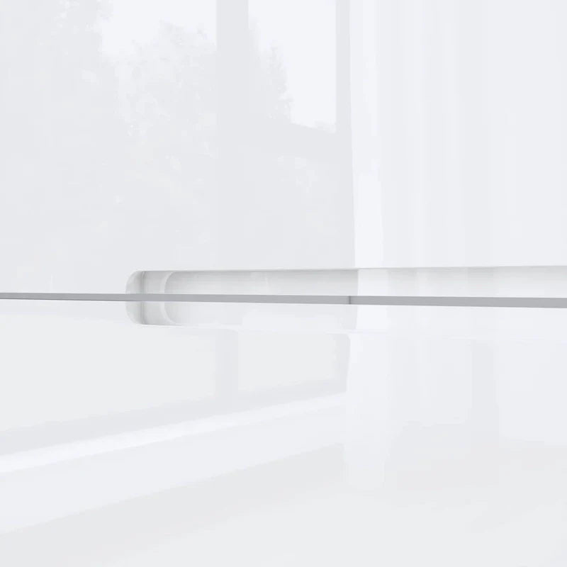 Commode 63 à finition haute brillance avec caisson éclairé à 8 tiroirs et plateau spacieux