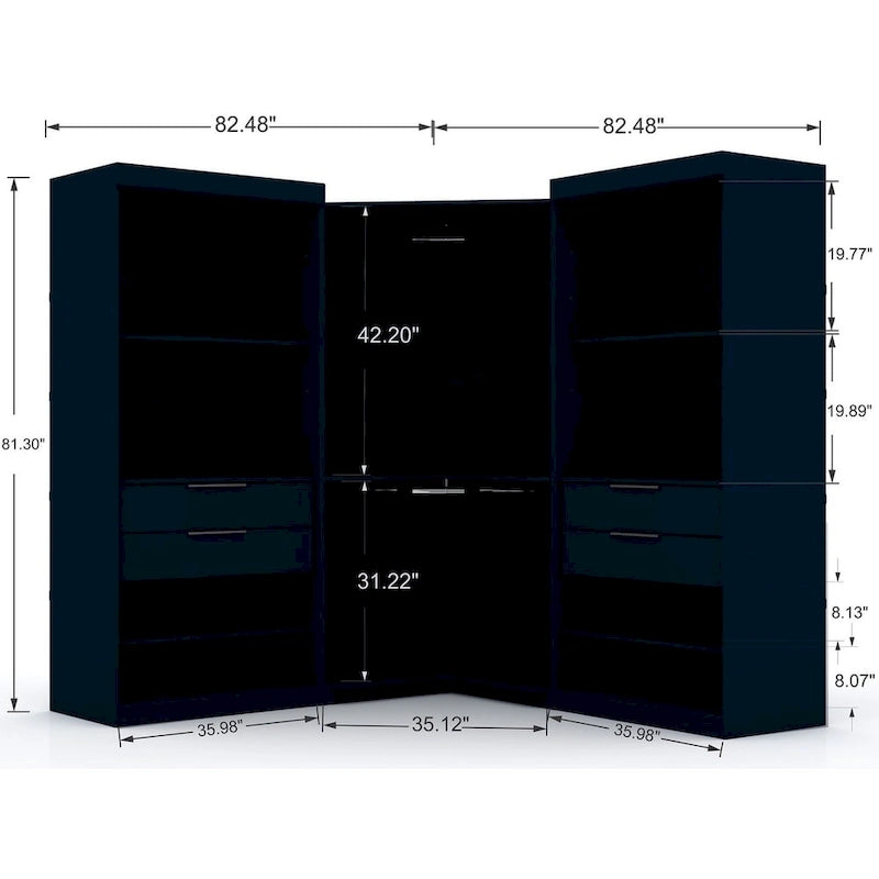 Mulberry 2.0 Semi-ouvert 3 sections Moderne 4 tiroirs Armoire d'angle Ensemble de 3