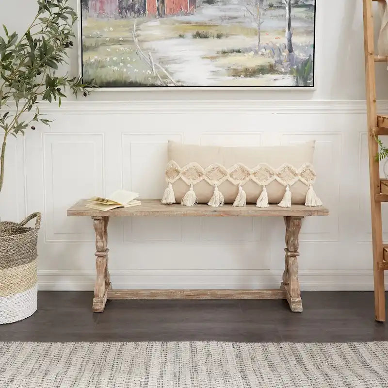Console ou banc en bois avec finitions vieillies - Marron - Roche River Decor