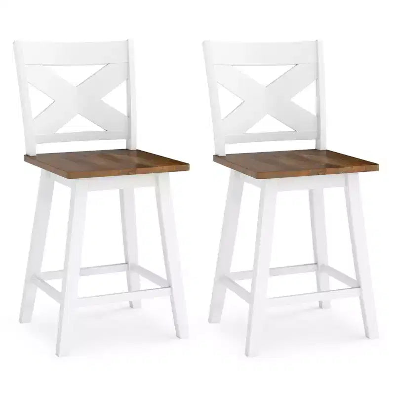 Lot de 4 tabourets de bar pivotants Costway 61 cm avec dossier et grand repose-pieds pour îlot de cuisine