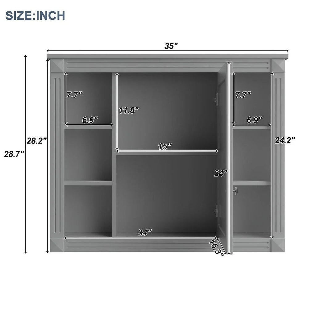 Meuble-lavabo de salle de bain moderne de 91 cm avec lavabo et armoire de toilette, 2 portes et 2 tiroirs