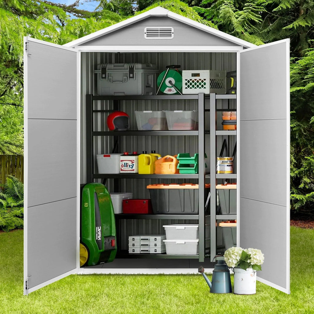 Abri de jardin en résine toutes saisons avec plancher, 1,8 m x 1,2 m/1,8 m x 2,4 m/2,4 m x 1,8 m/2,4 m x 3 m, Spire Tool Shed