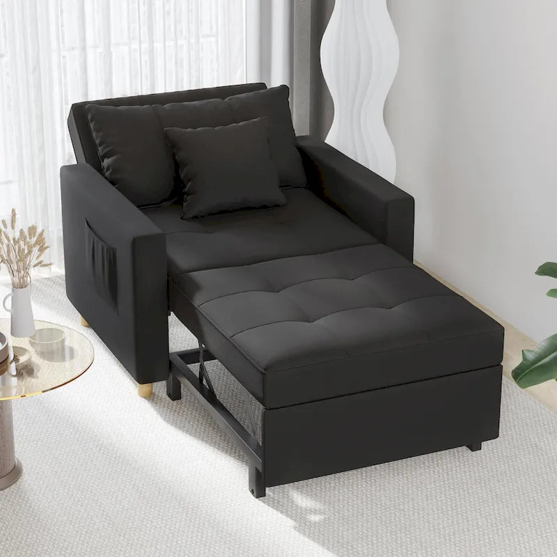 Fauteuil convertible 3-en-1, plusieurs coloris, une place