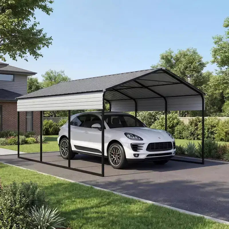 Abri de voiture robuste en acier de 3,65 x 6,1 m avec kit d'ancrage