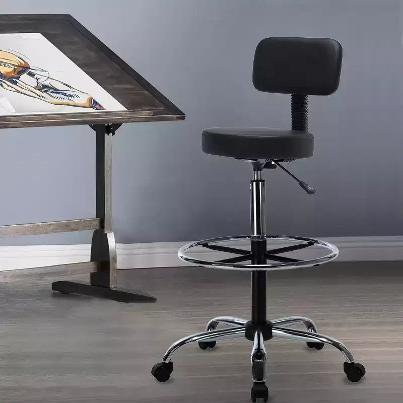 Tabouret de dessin Home Imports Emporium - Tabouret réglable pivotant en similicuir avec repose-pieds et dossier