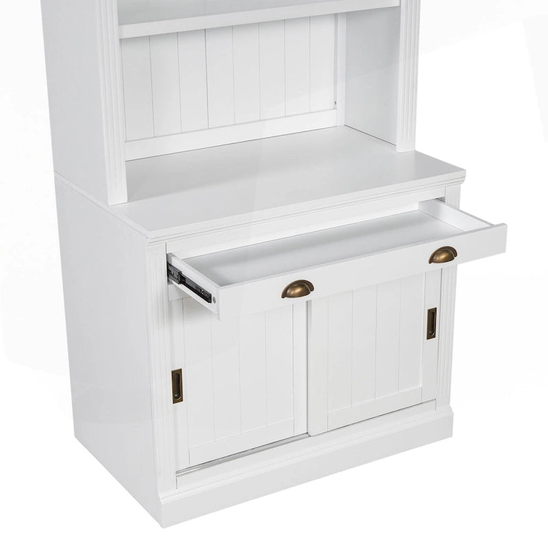 Étagère haute moderne avec éclairage LED et options de rangement polyvalentes