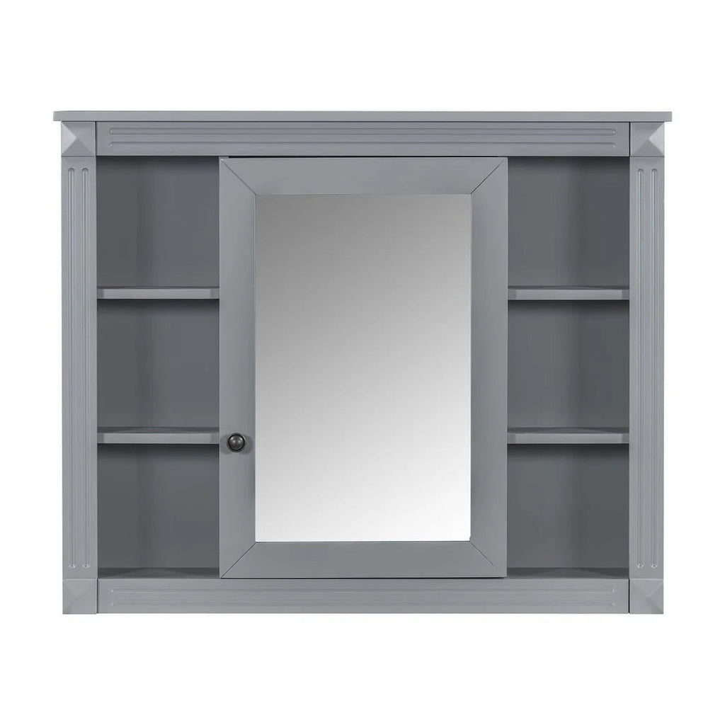 Meuble-lavabo de salle de bain moderne de 91 cm avec lavabo et armoire de toilette, 2 portes et 2 tiroirs