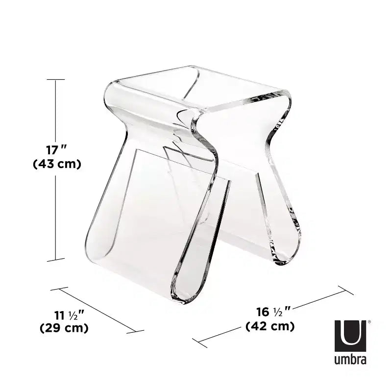 Tabouret et porte-revues Magino Transparent : Acrylique incassable, aucun assemblage requis