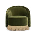 Jennifer Taylor Home Serena fauteuil d'appoint avec dossier capitonné et franges, velours performant vert olive, 80 cm