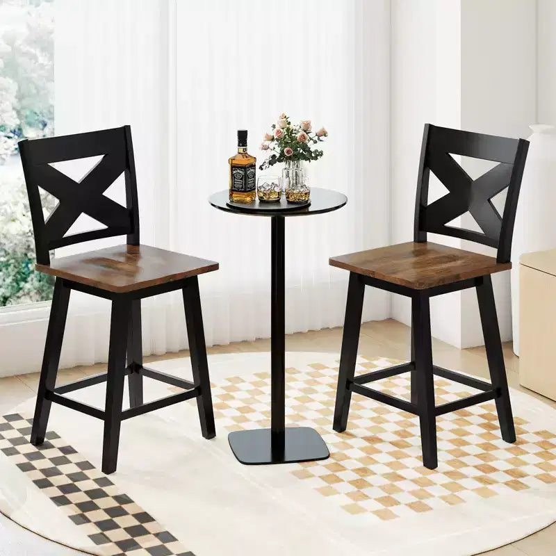 Lot de 4 tabourets de bar pivotants Costway 61 cm avec dossier et grand repose-pieds pour îlot de cuisine