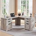 Bureau de direction en L style maison de campagne 60, bureau d'angle en bois, bureau d'ordinateur