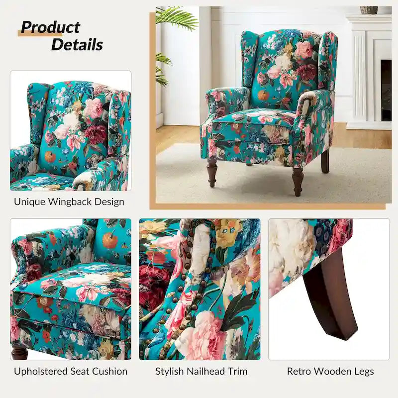 Fauteuil traditionnel à oreilles Gott avec pieds en bois massif par HULALA HOME