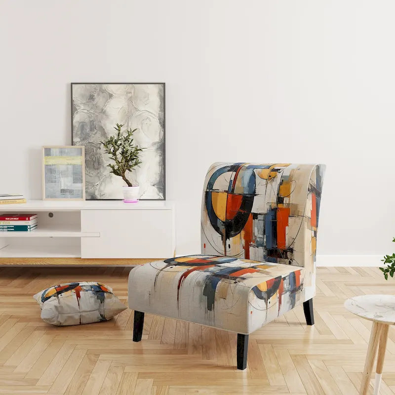 Fauteuil d'appoint rembourré et fauteuil moderne du milieu du siècle Designart Colorful Mid Century Abstract Fusion I