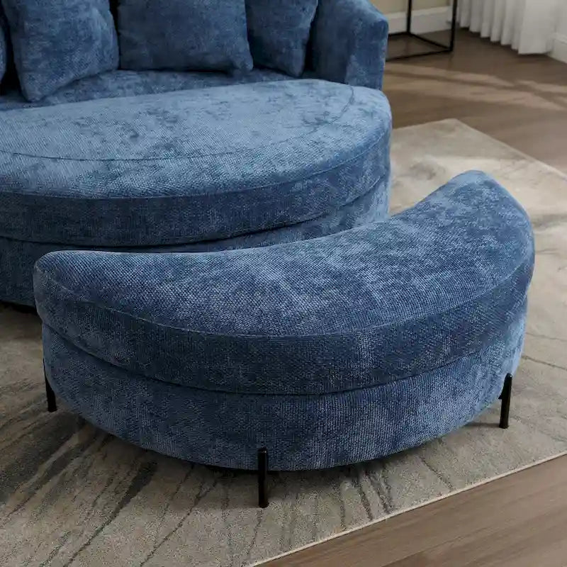 Fauteuil Moderne Rond Avec 5 Coussins Et Pouf Optionnel