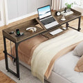 Table de chevet réglable en hauteur avec roulettes, chariot mobile pour ordinateur portable avec prises et ports USB