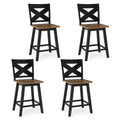 Lot de 4 tabourets de bar pivotants Costway 61 cm avec dossier et grand repose-pieds pour îlot de cuisine