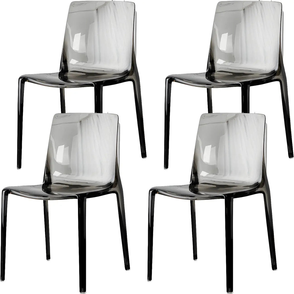 Chaise de salle à manger sans accoudoirs à dossier bas en acrylique ambre