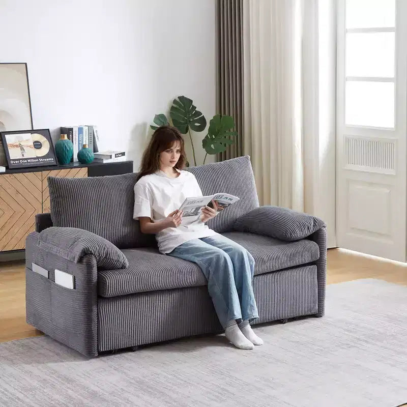 Canapé-lit convertible 3-en-1 en velours côtelé de 64,5 po avec lit gigogne