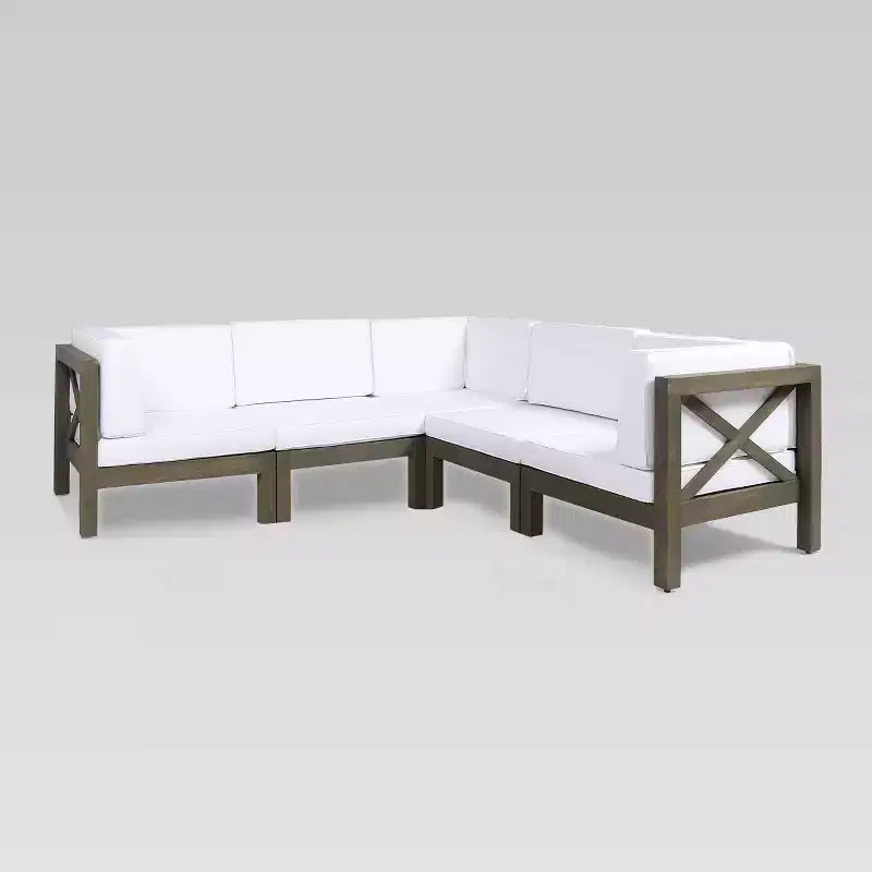 Ensemble de canapé d'angle Brava 5 pièces en acacia - Christopher Knight Home