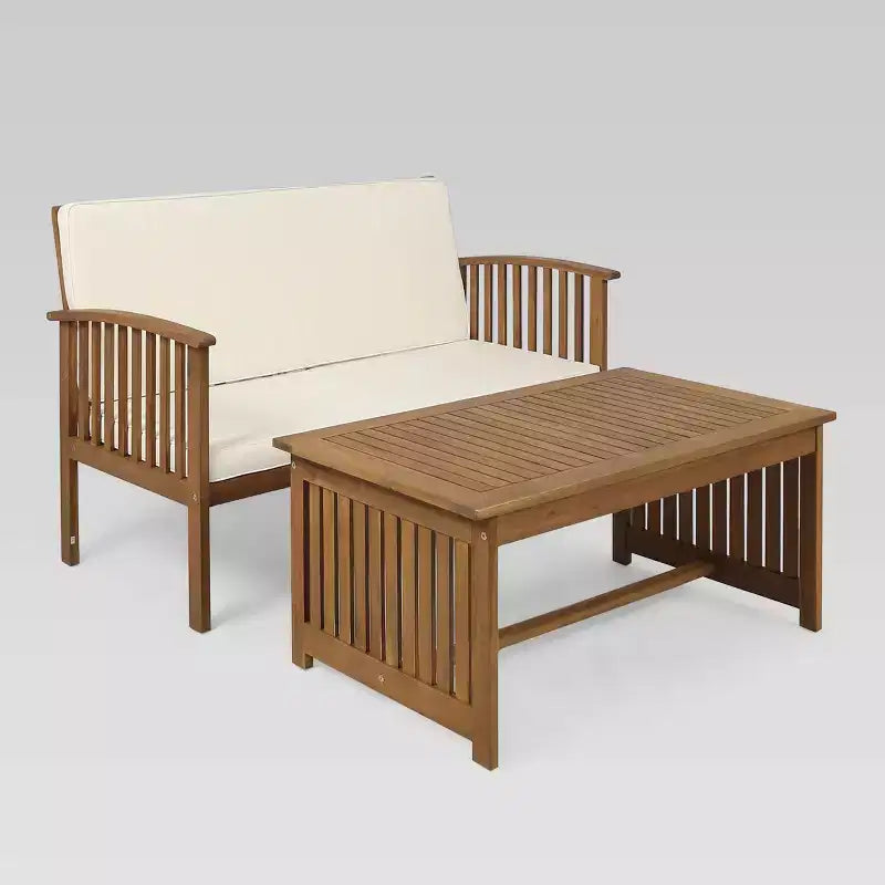 Causeuse et table basse en acacia 2 pièces Carolina - Christopher Knight Home