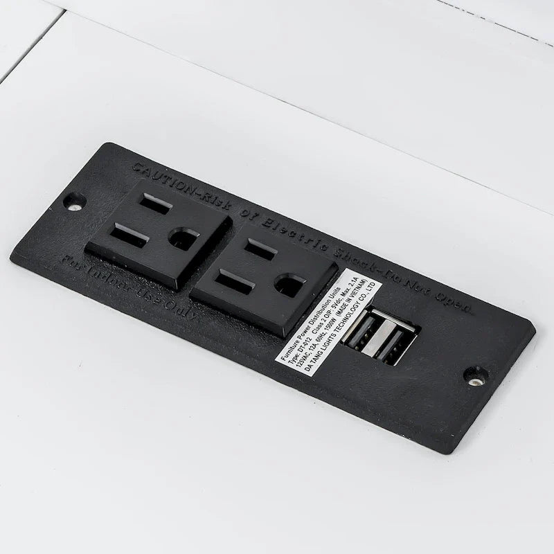 Lit escamotable Twin XL avec bureau et lumière LED, cadre en bois massif avec station de recharge USB, pour petits espaces et bureaux à domicile
