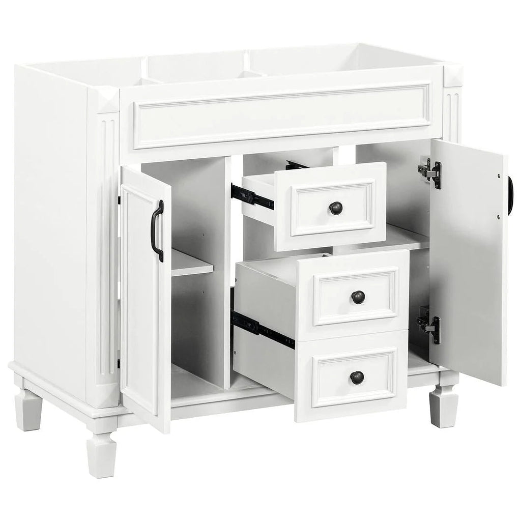 Meuble-lavabo de salle de bain moderne de 91 cm avec lavabo et armoire de toilette, 2 portes et 2 tiroirs