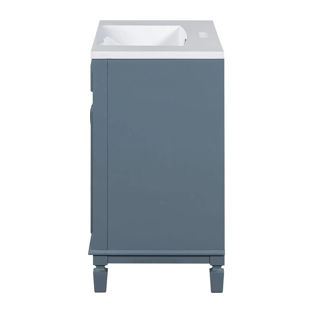 Meuble-lavabo de salle de bain moderne de 91 cm avec lavabo et armoire de toilette, 2 portes et 2 tiroirs