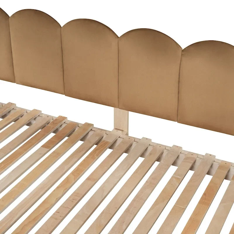 Lit plateforme Montessori au sol en bois massif, style maisonnette avec toit arqué et lit gigogne, pour filles et garçons