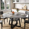 Table à manger ronde de 119 cm pour 4 personnes, table à manger de cuisine circulaire sur pied, table peu encombrante pour cuisine et salle à manger en bois