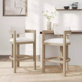 Tabouret de bar rembourré Christopher Knight Home Peyton en bois d'hévéa avec dossier ouvert incurvé (Lot de 2)