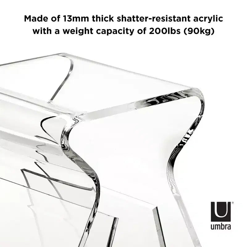 Tabouret et porte-revues Magino Transparent : Acrylique incassable, aucun assemblage requis