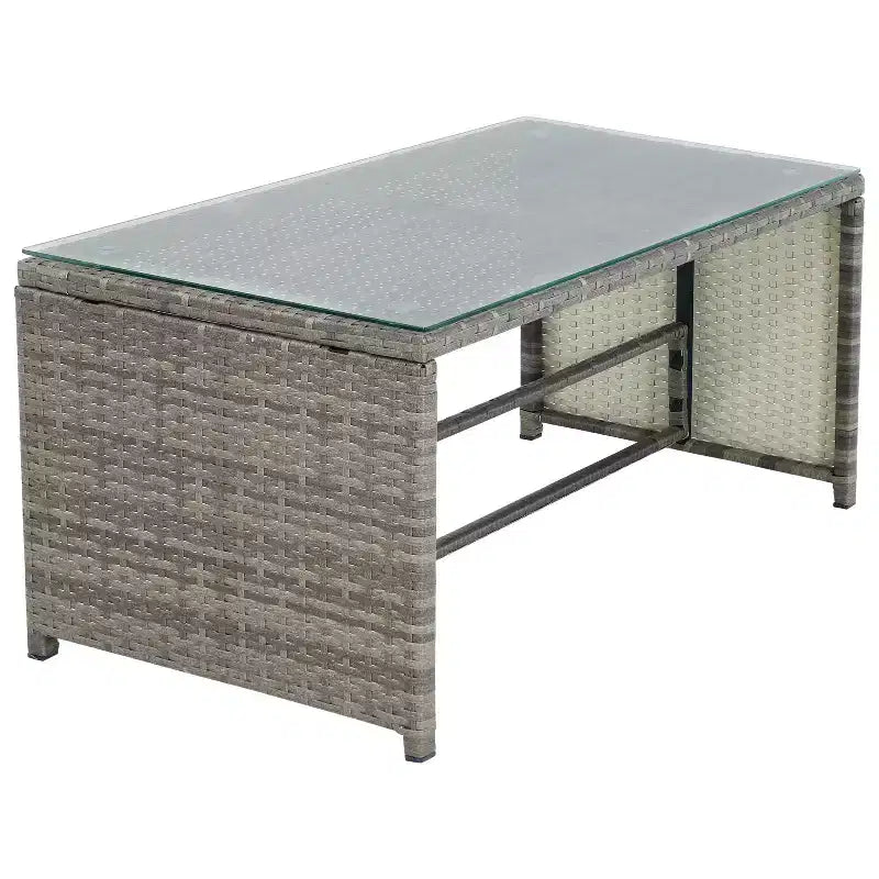 Ensemble de conversation d'extérieur Sunnydaze Longford en rotin avec canapé sectionnel et chaise longue, coussins d'assise et table basse – Anthracite – 2 pièces