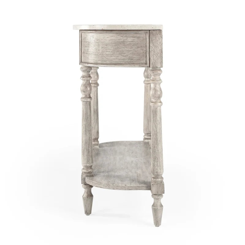 Table console avec plateau en marbre â€?Marron clair / gris / noir délavé, demi-lune, montage par une personne
