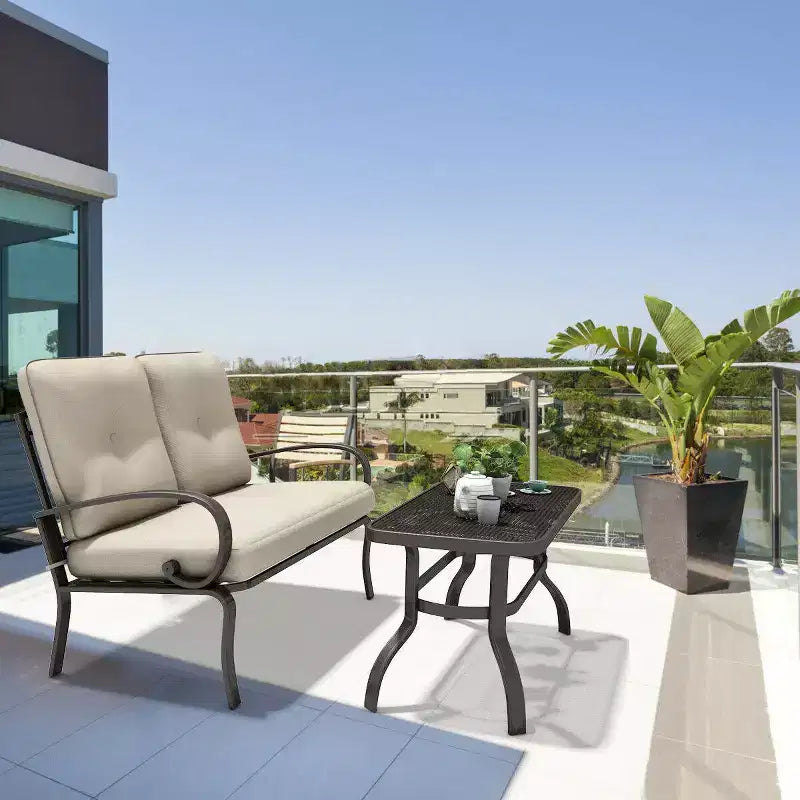 Costway Ensemble de 2 Meubles de Jardin avec Canapé, Table Basse et Banc Rembourré