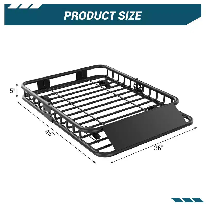 Panier de toit universel avec extension, noir, pour SUV, capacité de 113 kg