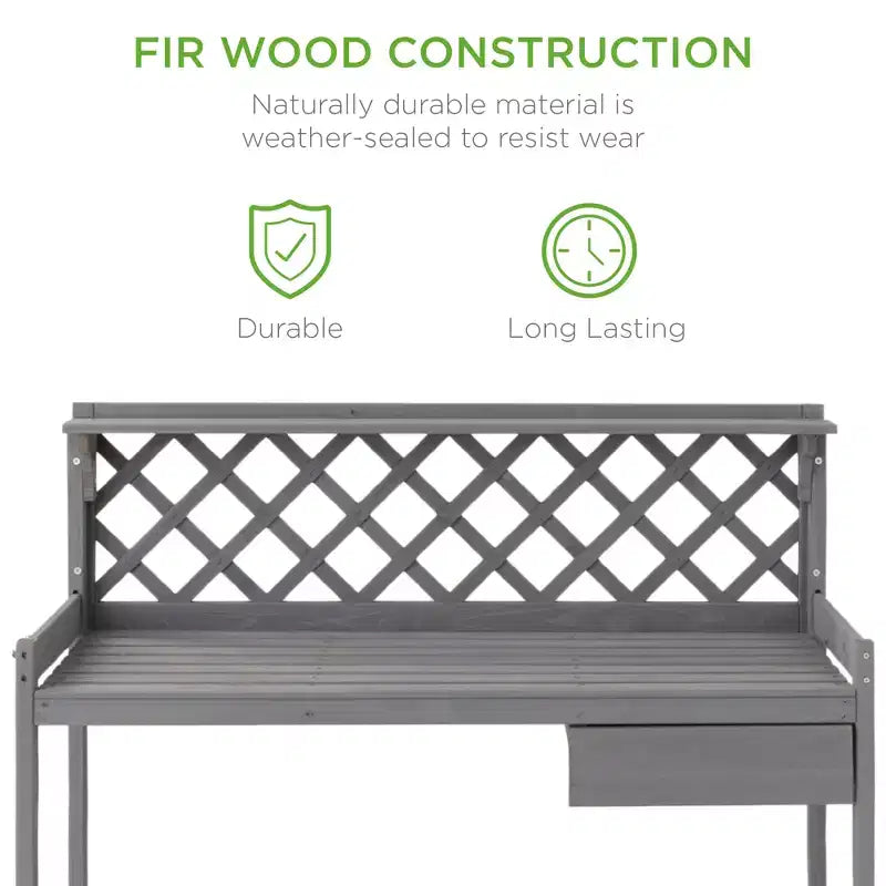 Table de rempotage de jardin en bois pour extérieur Best Choice Products, établi avec tiroir et étagère ouverte