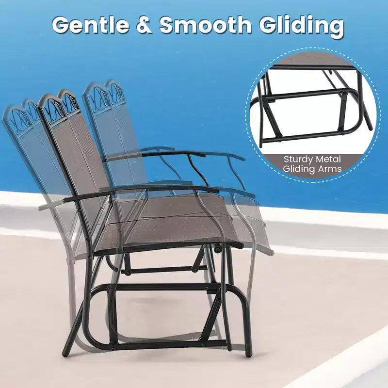 Costway Ensemble de Conversation 4 pièces pour Patio avec Balancelle Fauteuil à Bascule et Table Robuste d'Extérieur