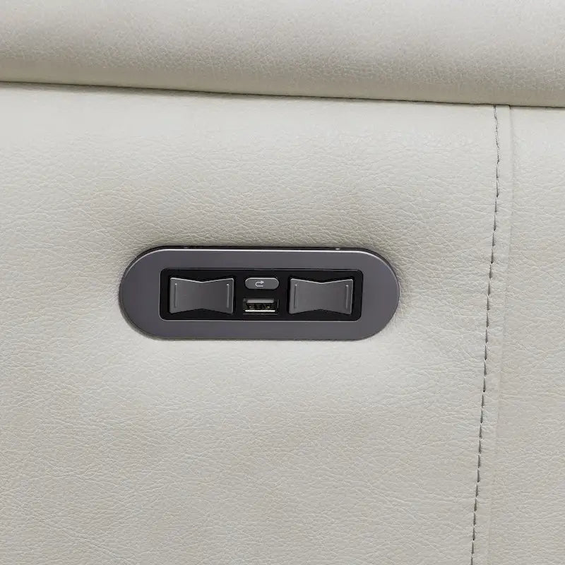 Canapé inclinable électrique en cuir pleine fleur ivoire Durham de Steve Silver