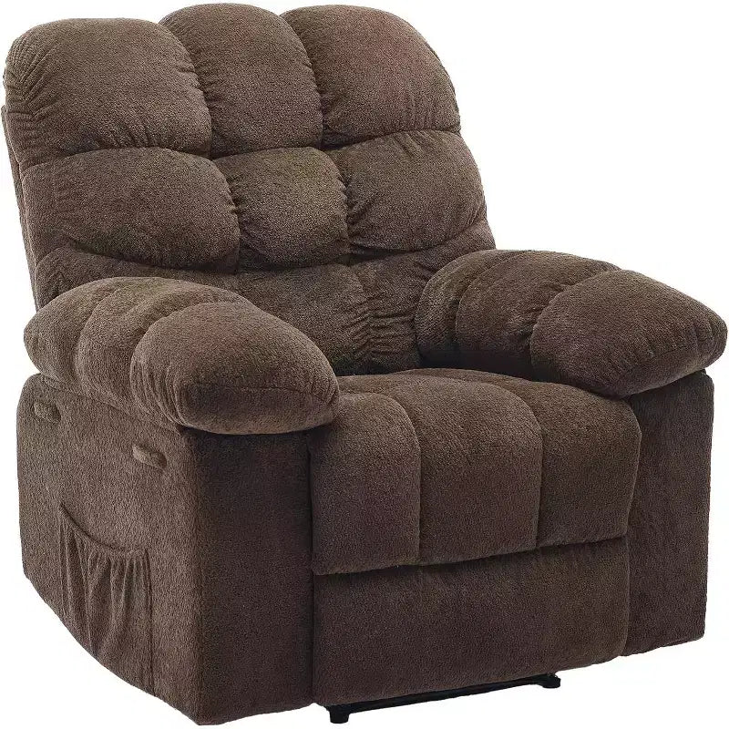 Fauteuil inclinable manuel, fauteuil inclinable ergonomique en tissu respirant avec poches latérales, canapé individuel, adapté au salon et à la chambre à coucher