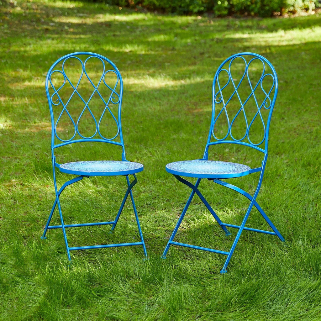 Ensemble bistrot pliant en métal Glitzhome pour extérieur, 3 pièces, table et chaises de patio