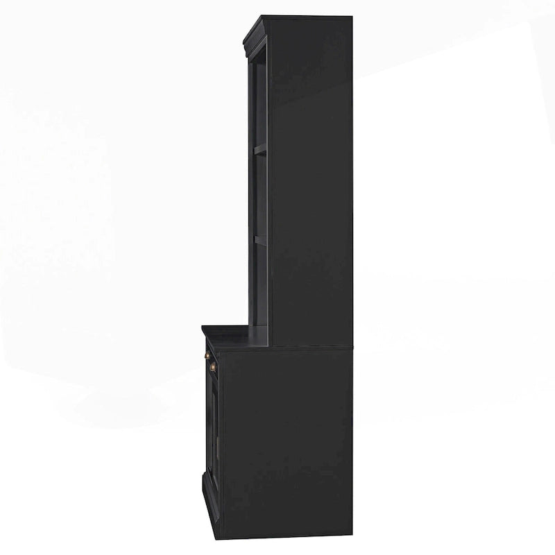 Étagère haute moderne avec éclairage LED et options de rangement polyvalentes