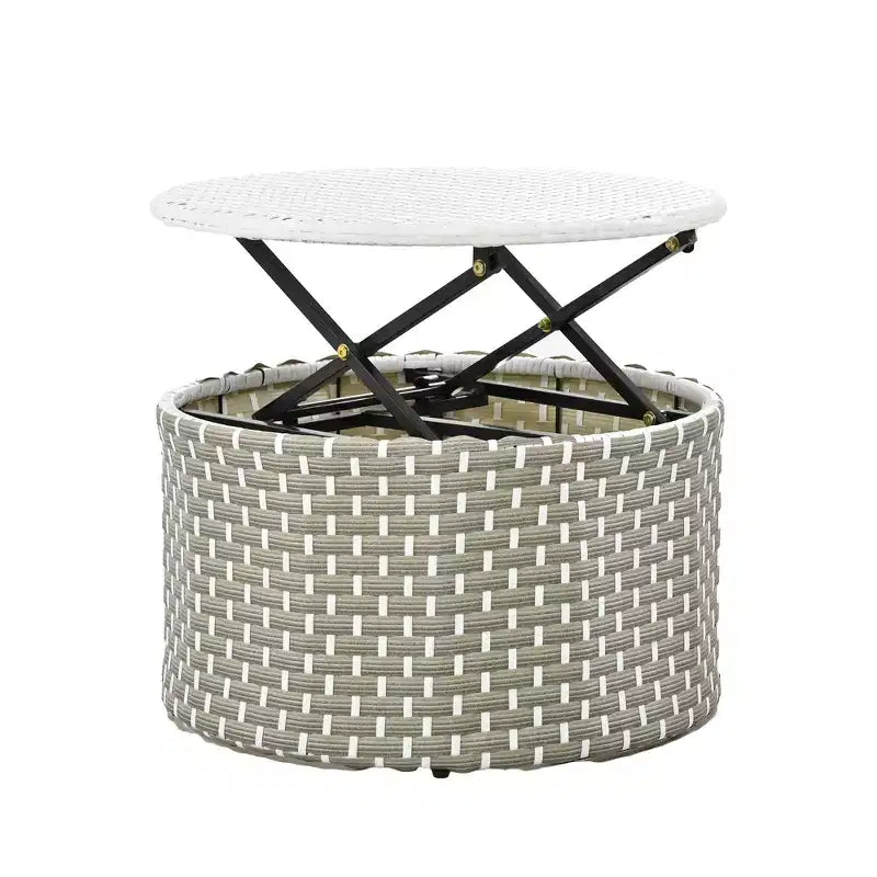 Canapé d'angle d'extérieur rond pour terrasse, lit de jardin en rotin avec auvent rétractable, tissage bicolore, 4A - ModernLuxe