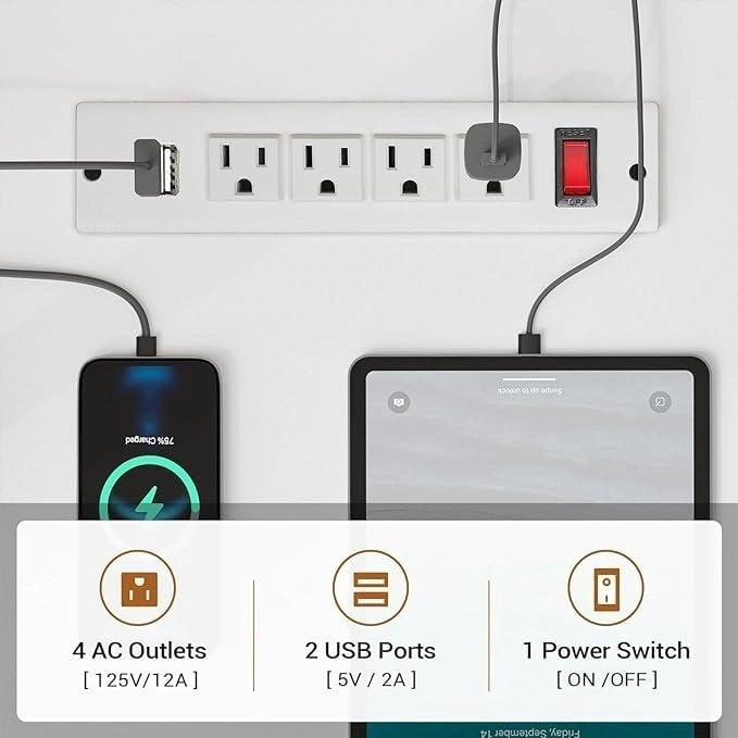 Étagères de rangement pour bureau gaming 67 L Prise électrique 2 tiroirs