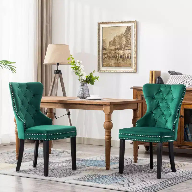 Chaises de salle à manger capitonnées en velours (lot de 2)