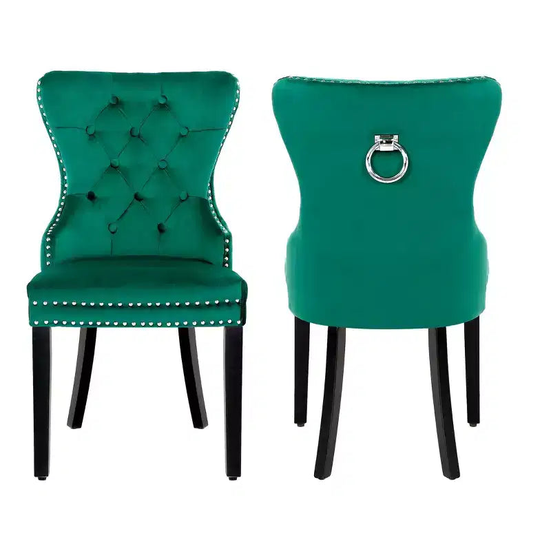 Chaises de salle à manger capitonnées en velours (lot de 2)